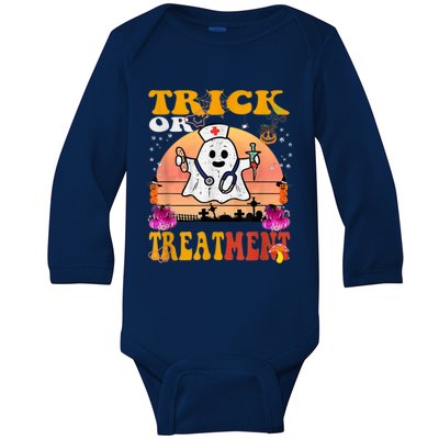 Funny Nurse Halloween Costume Boo Ghost Trick Or Treatment Baby Long Sleeve Bodysuit