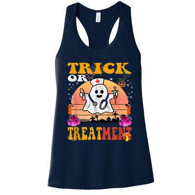 Funny Nurse Halloween Costume Boo Ghost Trick Or Treatment Women's Racerback Tank