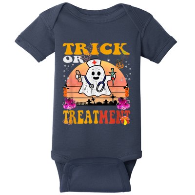 Funny Nurse Halloween Costume Boo Ghost Trick Or Treatment Baby Bodysuit