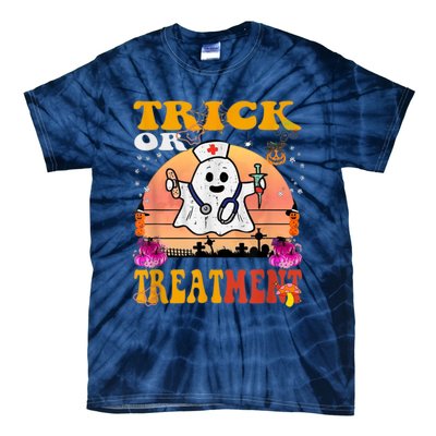 Funny Nurse Halloween Costume Boo Ghost Trick Or Treatment Tie-Dye T-Shirt