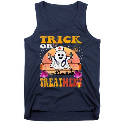 Funny Nurse Halloween Costume Boo Ghost Trick Or Treatment Tank Top