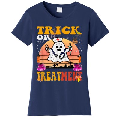 Funny Nurse Halloween Costume Boo Ghost Trick Or Treatment Women's T-Shirt