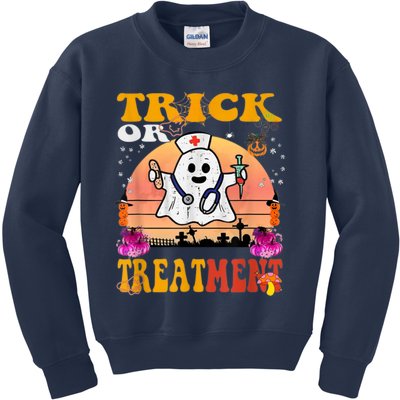 Funny Nurse Halloween Costume Boo Ghost Trick Or Treatment Kids Sweatshirt