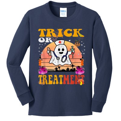 Funny Nurse Halloween Costume Boo Ghost Trick Or Treatment Kids Long Sleeve Shirt