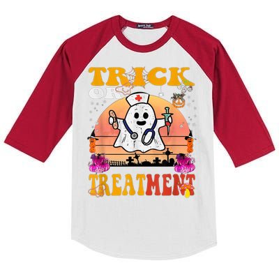 Funny Nurse Halloween Costume Boo Ghost Trick Or Treatment Kids Colorblock Raglan Jersey