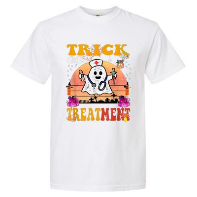 Funny Nurse Halloween Costume Boo Ghost Trick Or Treatment Garment-Dyed Heavyweight T-Shirt