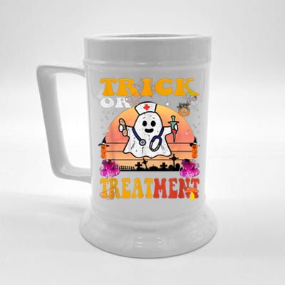 Funny Nurse Halloween Costume Boo Ghost Trick Or Treatment Beer Stein