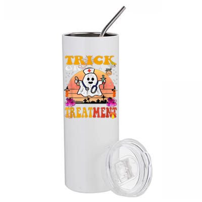 Funny Nurse Halloween Costume Boo Ghost Trick Or Treatment Stainless Steel Tumbler