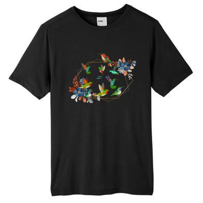 Floral Nature Hummingbird Lover Vintage Flowers Hummingbird Gift Tall Fusion ChromaSoft Performance T-Shirt