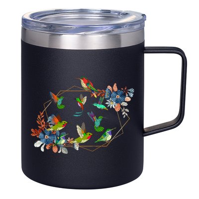 Floral Nature Hummingbird Lover Vintage Flowers Hummingbird Gift 12oz Stainless Steel Coffee Mug