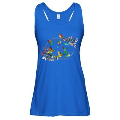 Floral Nature Hummingbird Lover Vintage Flowers Hummingbird Gift Ladies Essential Flowy Tank