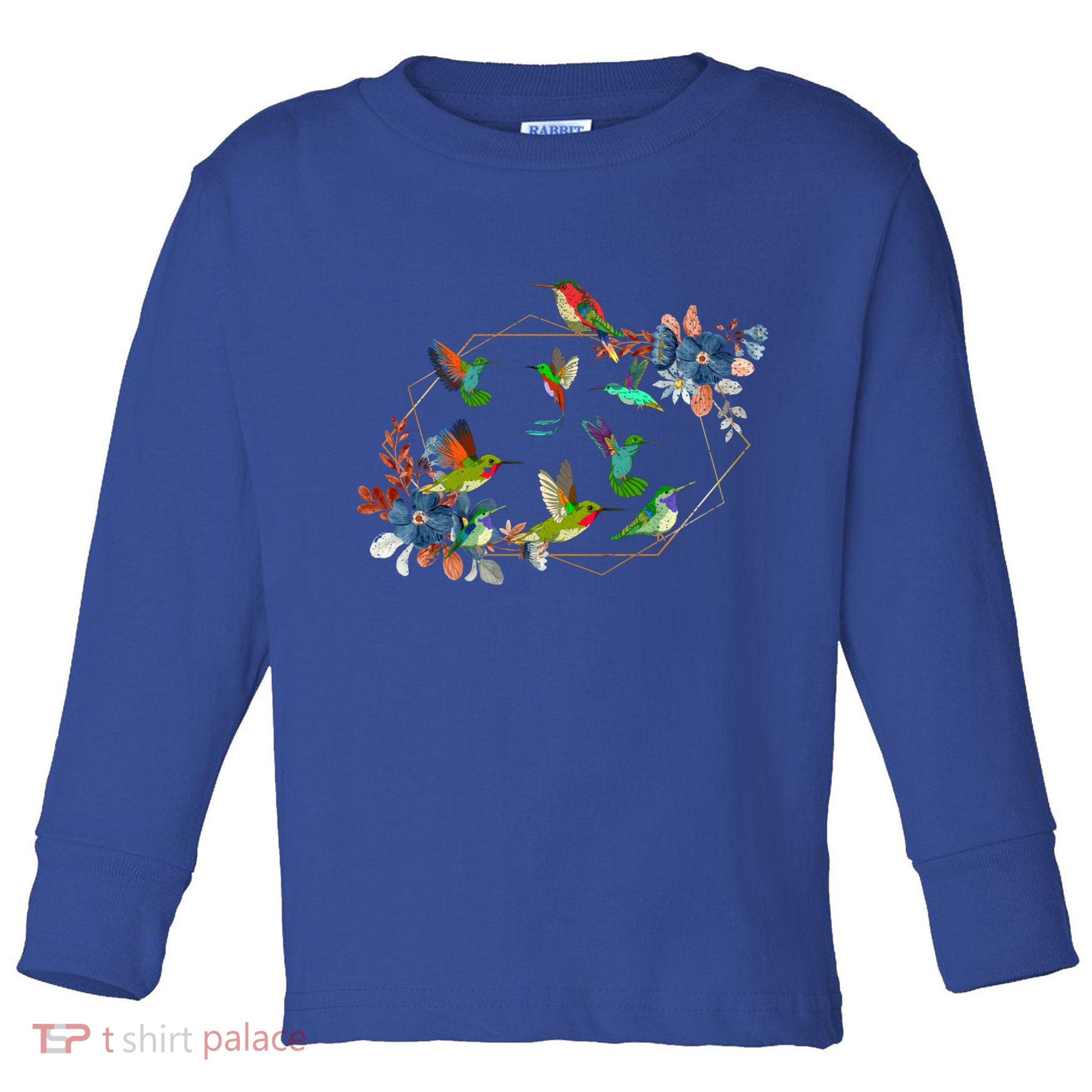 Floral Nature Hummingbird Lover Vintage Flowers Hummingbird Gift Toddler Long Sleeve Shirt