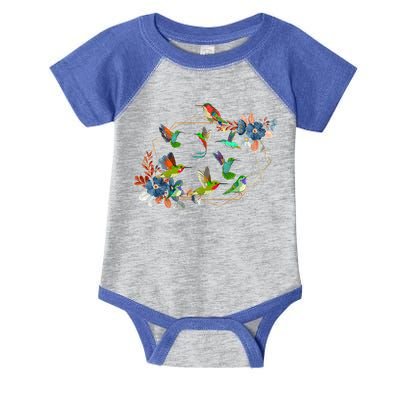 Floral Nature Hummingbird Lover Vintage Flowers Hummingbird Gift Infant Baby Jersey Bodysuit