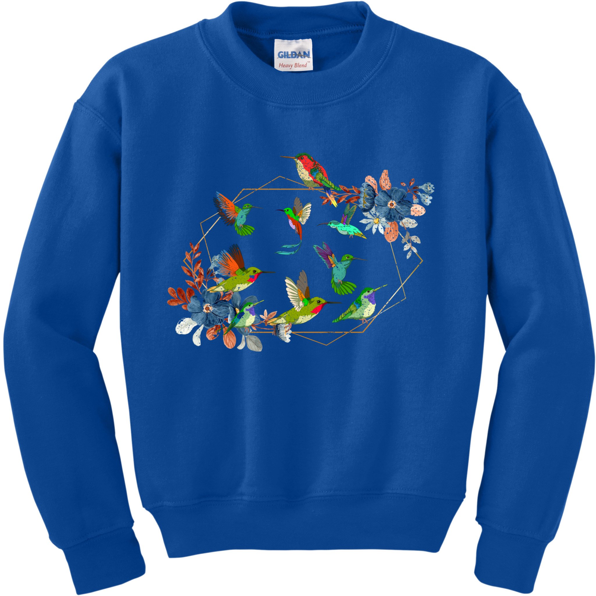 Floral Nature Hummingbird Lover Vintage Flowers Hummingbird Gift Kids Sweatshirt