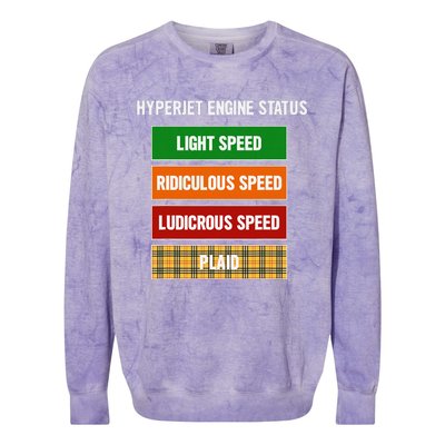 Funny Nerdy Hyperjet Engine Status Ludicrous Speed Plaid Colorblast Crewneck Sweatshirt