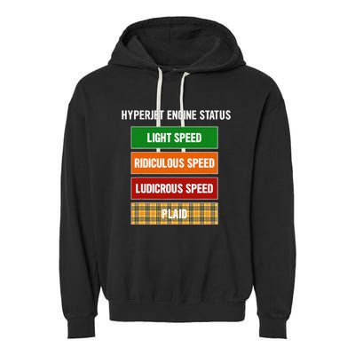 Funny Nerdy Hyperjet Engine Status Ludicrous Speed Plaid Garment-Dyed Fleece Hoodie