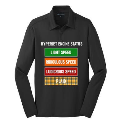 Funny Nerdy Hyperjet Engine Status Ludicrous Speed Plaid Silk Touch Performance Long Sleeve Polo