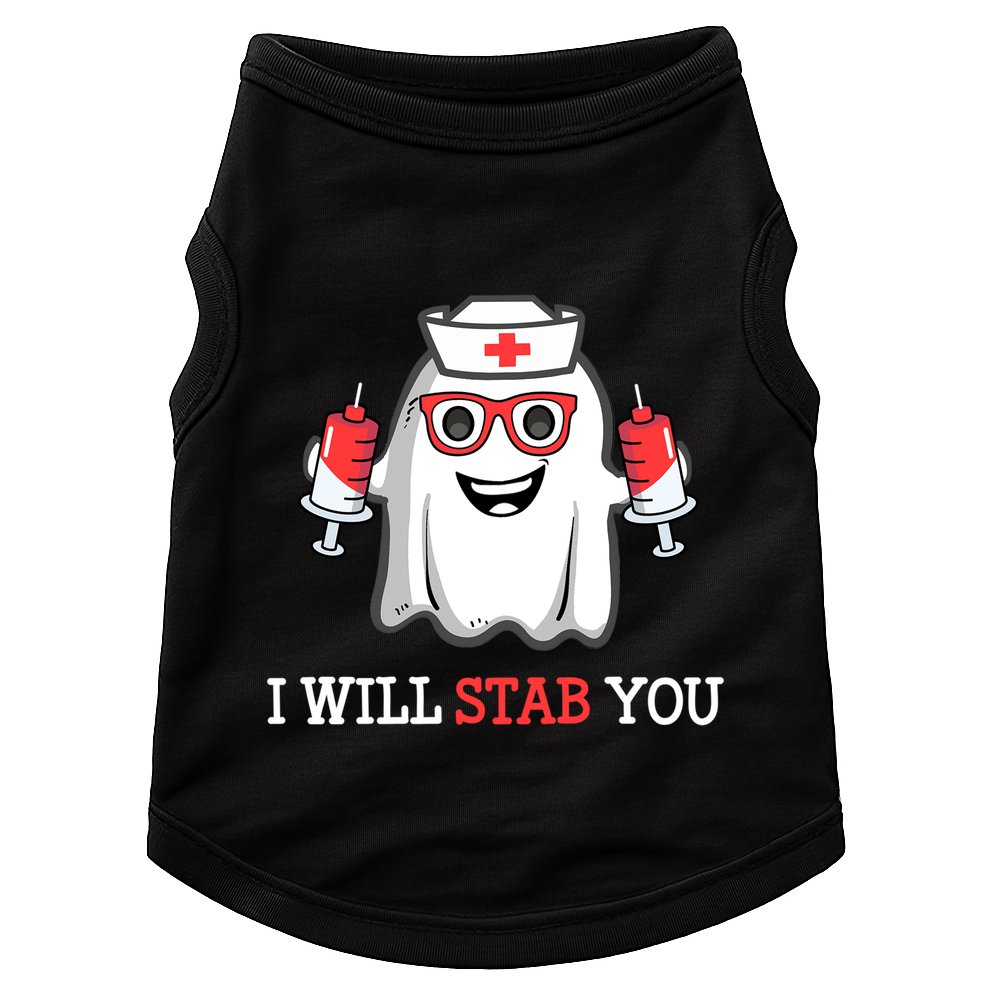Funny Nurse Halloween I Will Stab You Costume Nurses Gift Doggie Tank