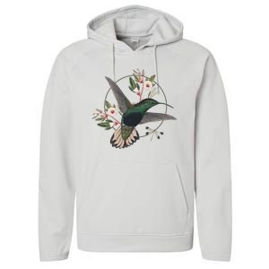 Floral Nature Hummingbird Performance Fleece Hoodie