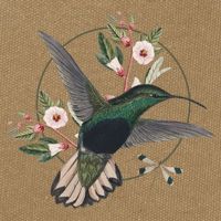 Floral Nature Hummingbird Cotton Canvas Backpack
