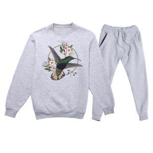 Floral Nature Hummingbird Premium Crewneck Sweatsuit Set