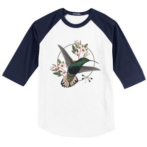 Floral Nature Hummingbird Baseball Sleeve Shirt