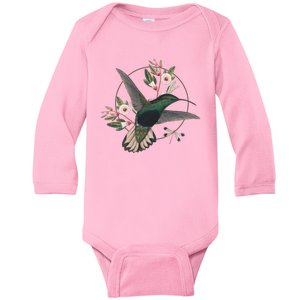 Floral Nature Hummingbird Baby Long Sleeve Bodysuit