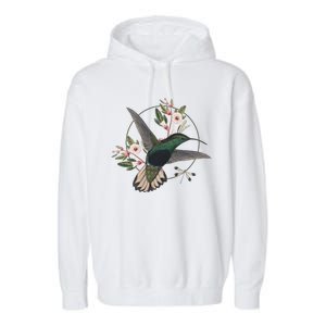 Floral Nature Hummingbird Garment-Dyed Fleece Hoodie