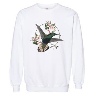 Floral Nature Hummingbird Garment-Dyed Sweatshirt