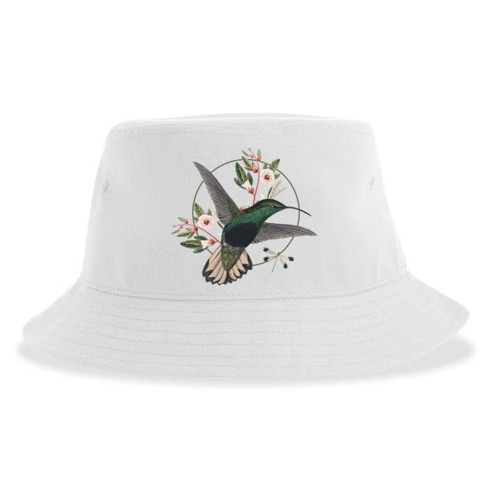 Floral Nature Hummingbird Sustainable Bucket Hat