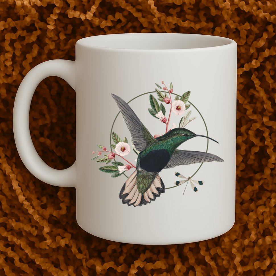 Floral Nature Hummingbird Mug