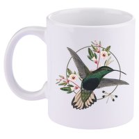 Floral Nature Hummingbird 11oz C Handle Ceramic Mug