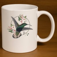Floral Nature Hummingbird 11oz C Handle Ceramic Mug