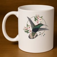 Floral Nature Hummingbird 11oz C Handle Ceramic Mug