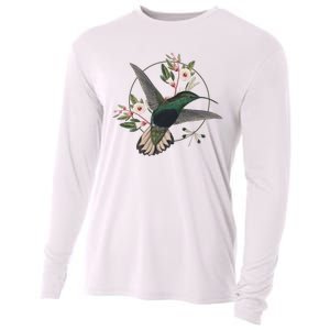 Floral Nature Hummingbird Cooling Performance Long Sleeve Crew