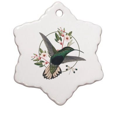 Floral Nature Hummingbird Ceramic Star Ornament