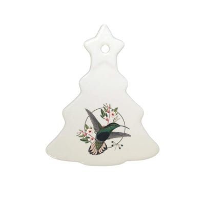 Floral Nature Hummingbird Ceramic Tree Ornament