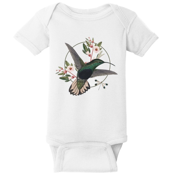 Floral Nature Hummingbird Baby Bodysuit