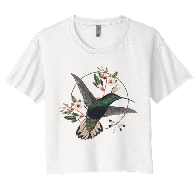 Floral Nature Hummingbird Crop Top