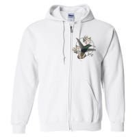 Floral Nature Hummingbird Full Zip Hoodie