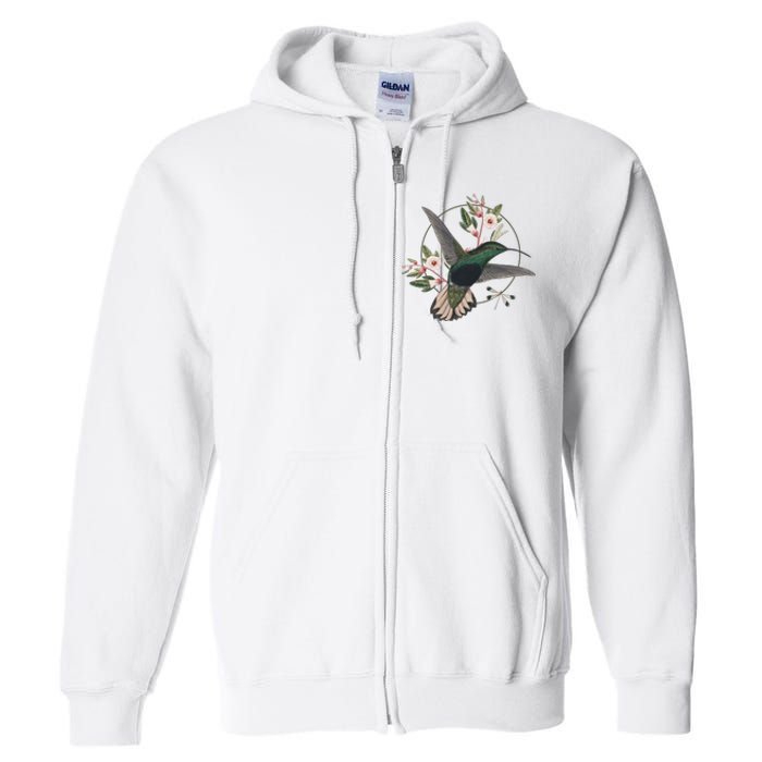 Floral Nature Hummingbird Full Zip Hoodie