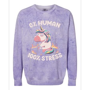 Funny Not Human Just Stressed Unicorn Burn Rainbow Colorblast Crewneck Sweatshirt