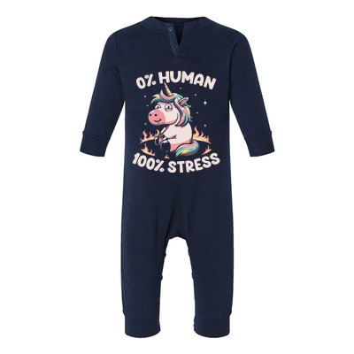 Funny Not Human Just Stressed Unicorn Burn Rainbow Infant Fleece One Piece