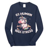 Funny Not Human Just Stressed Unicorn Burn Rainbow Long Sleeve Shirt