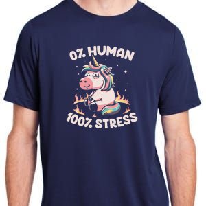 Funny Not Human Just Stressed Unicorn Burn Rainbow Adult ChromaSoft Performance T-Shirt