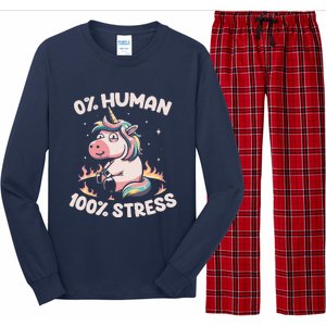 Funny Not Human Just Stressed Unicorn Burn Rainbow Long Sleeve Pajama Set