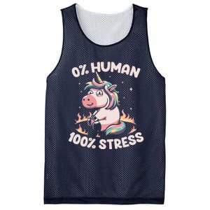 Funny Not Human Just Stressed Unicorn Burn Rainbow Mesh Reversible Basketball Jersey Tank