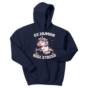 Funny Not Human Just Stressed Unicorn Burn Rainbow Kids Hoodie