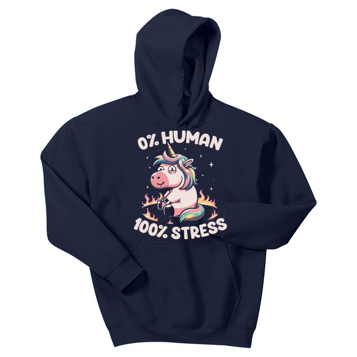 Funny Not Human Just Stressed Unicorn Burn Rainbow Kids Hoodie