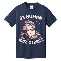 Funny Not Human Just Stressed Unicorn Burn Rainbow Kids T-Shirt